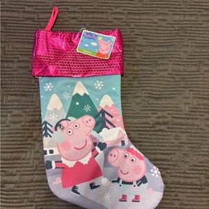 Peppa Pig Festive Stocking with Pink Sequin Trim